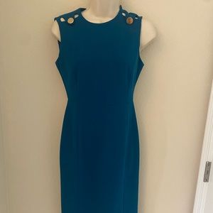 CK turquoise dress w gold detail size 4